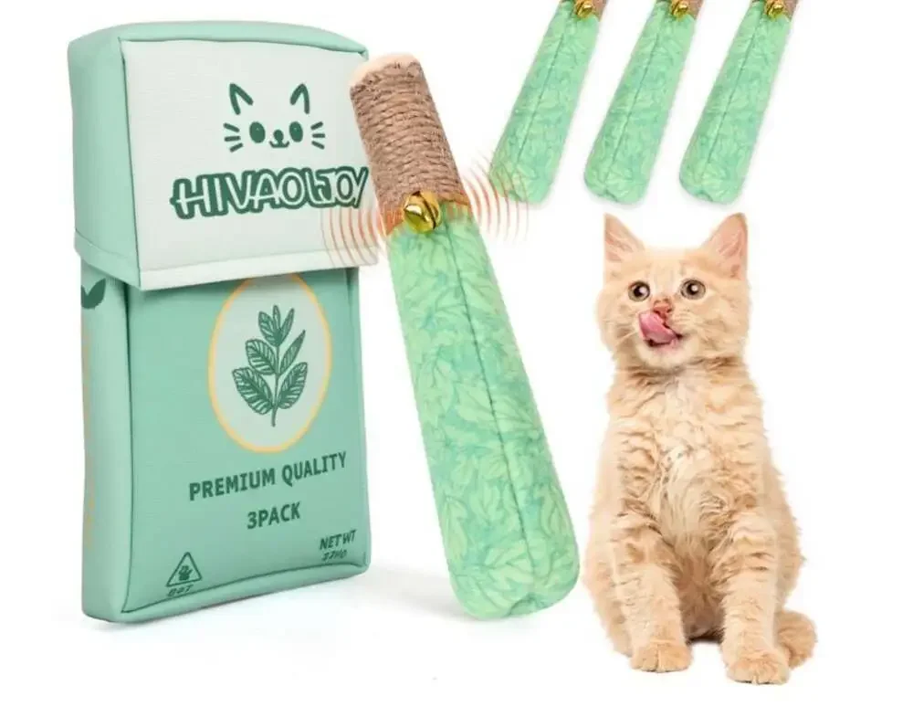 Hivaoloy Catnip Cat Toys 3 Pack, Mint Scented Cigarette Shape